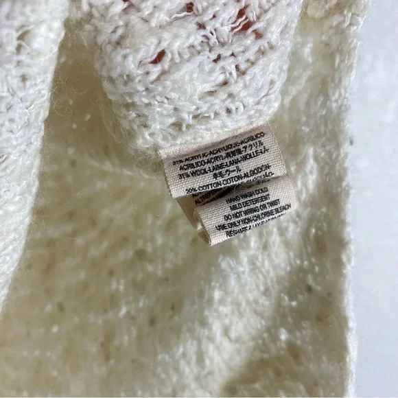 Free People Ivory Textured Wool Blend Knit Pullover Sweater - Picture 6 of 8